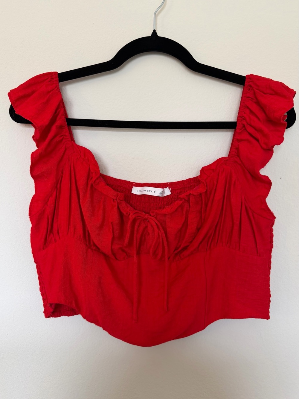 Altar’d State Red Ruffle Crop Top Size XL
